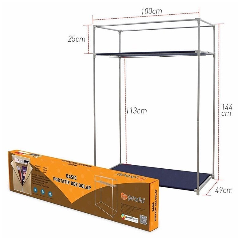 Prado Basic Çelik Profilli Bez Dolap - Lacivert