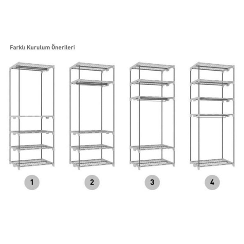 Prado Slim Fit Varyant Çelik Profilli Bez Dolap Gri 