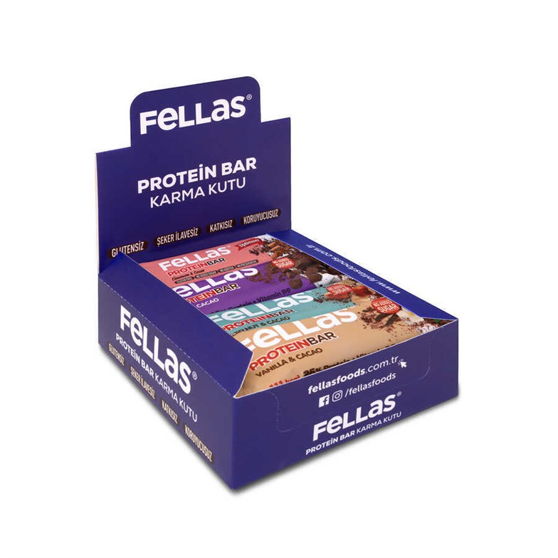 Protein Bar 32g Karma Kutu 12 Adet (4 çeşit)