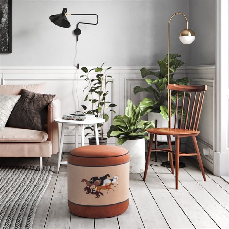 Puqqa Horse Roma Desenli Puf