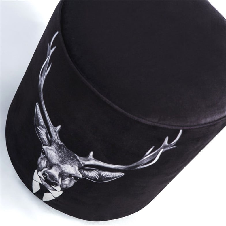 Puqqa Siyah Geyik Puf Desenli