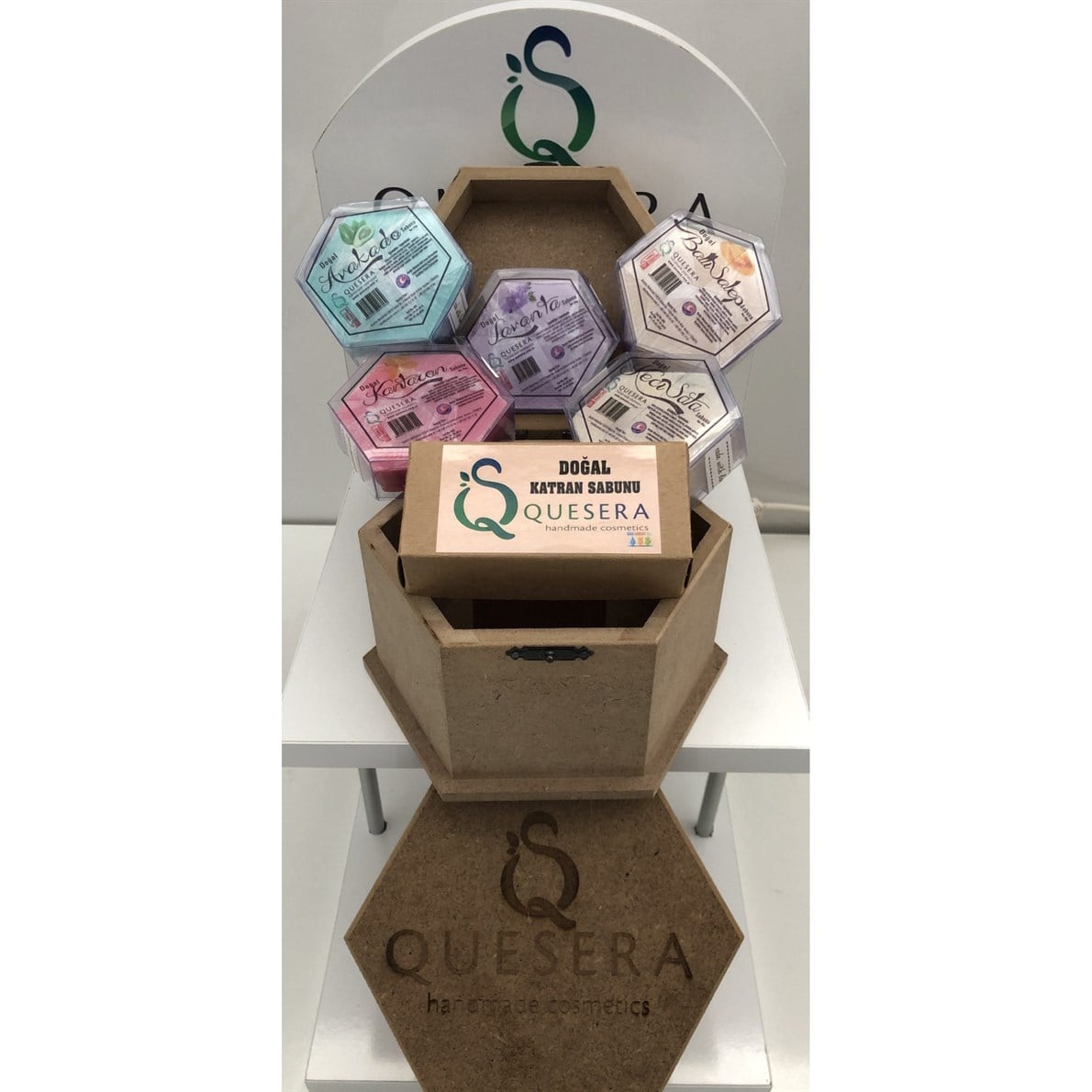 Quesera Handmade Cosmetics %100 Doğal 6'lı Sabun Seti - Ahşap Kutu