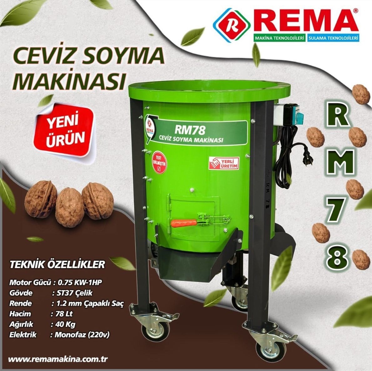 Rema RM78 Ceviz Soyma Makinası