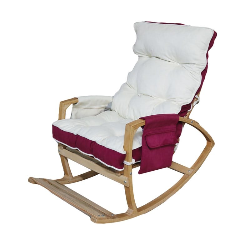 Reyo Home Efes Lüks Çift Minderli Sallanan Sandalye Tv Koltuğu Bordo/Krem