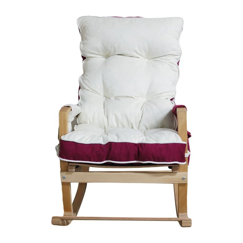 Reyo Home Efes Lüks Çift Minderli Sallanan Sandalye Tv Koltuğu Bordo/Krem