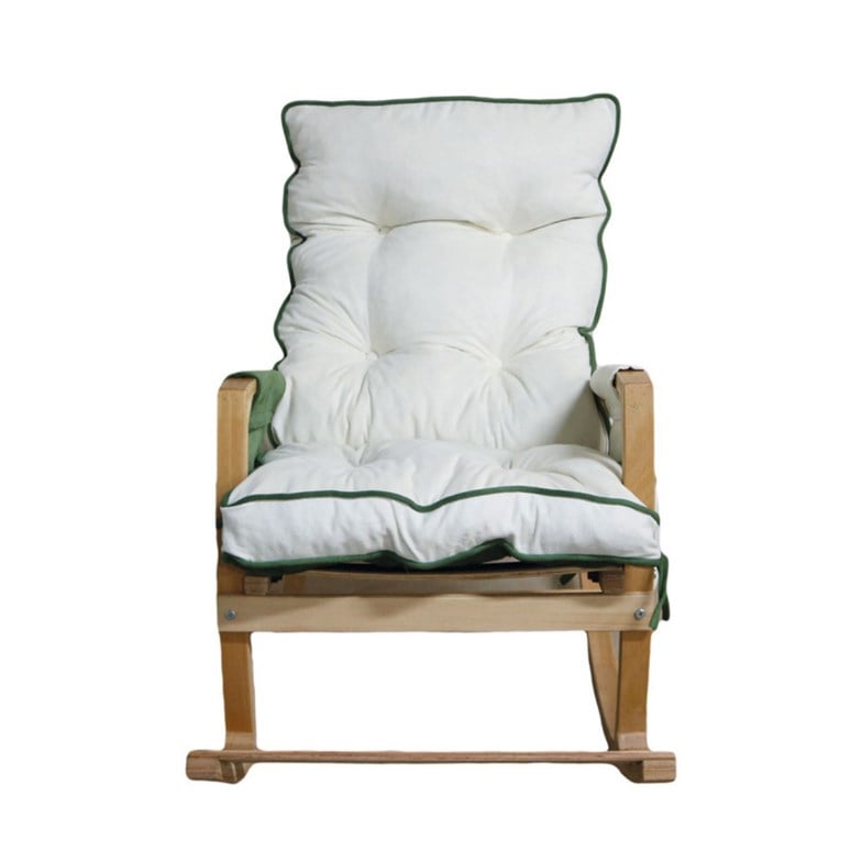 Reyo Home Efes Lüks Çift Minderli Sallanan Sandalye Tv Koltuğu Yeşil/Krem