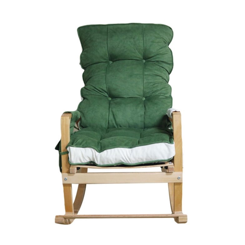 Reyo Home Efes Lüks Çift Minderli Sallanan Sandalye Tv Koltuğu Yeşil/Krem