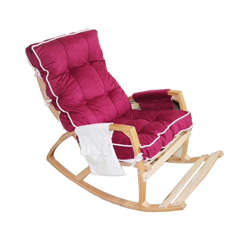 Reyo Home Efes Lüks Çift Minderli Sallanan Sandalye Tv Koltuğu Bordo/Krem
