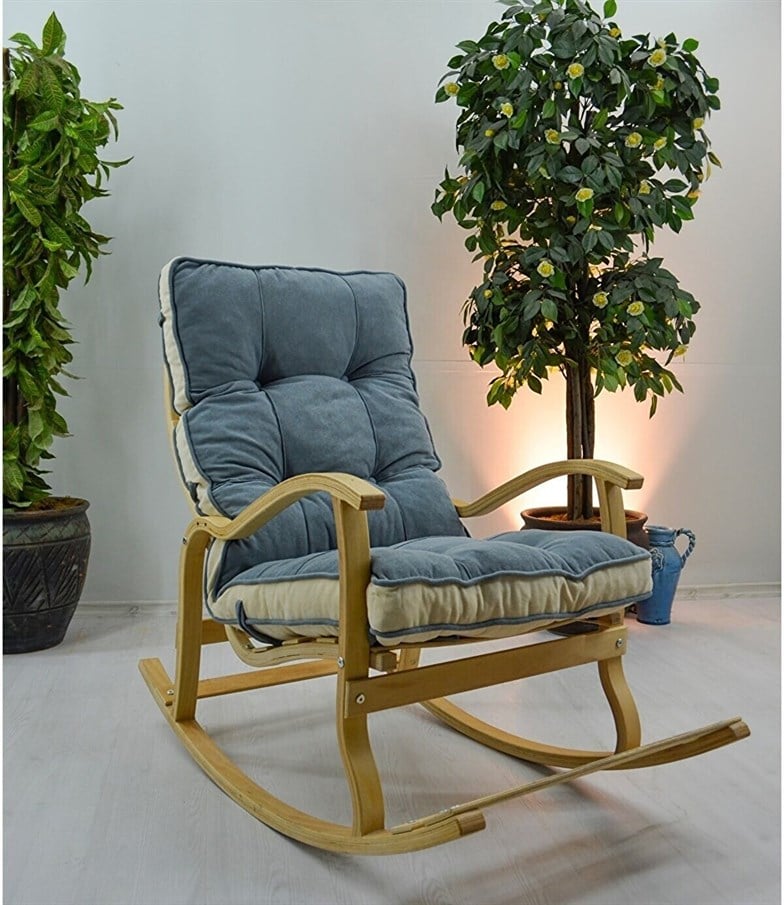 Reyo Home Indigo Gri Krem Sallanan Sandalye Dinlenme,emzirme,tv,okuma,koltuğu Berjer MD-TV