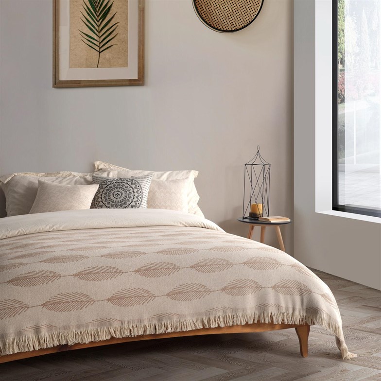 Reyo Home Leaf Pamuklu Pike ve Yatak Örtüsü 220x240 cm