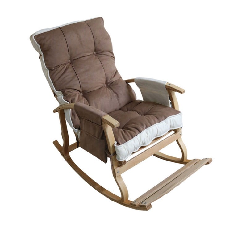 Reyo Home Lidya Lüks Çift Minderli Sallanan Sandalye Tv Koltuğu Kahve/Krem