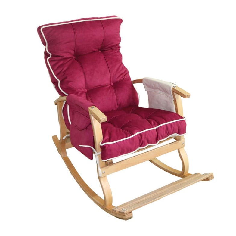 Reyo Home Lidya Lüks Çift Minderli Sallanan Sandalye Tv Koltuğu Bordo/Krem