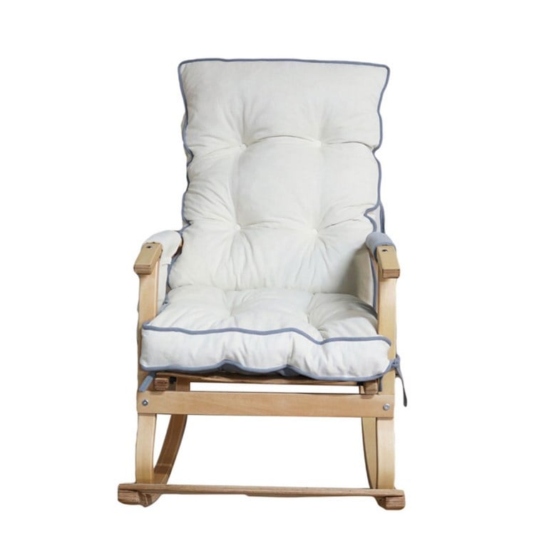 Reyo Home Lidya Lüks Çift Minderli Sallanan Sandalye Tv Koltuğu Gri/Krem