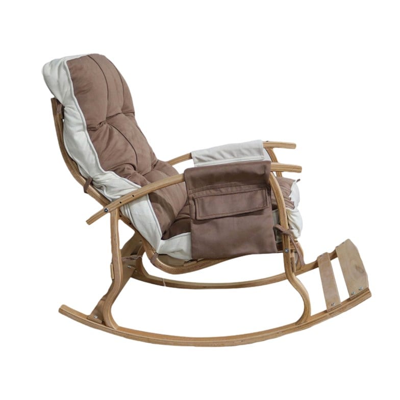 Reyo Home Lidya Lüks Çift Minderli Sallanan Sandalye Tv Koltuğu Kahve/Krem