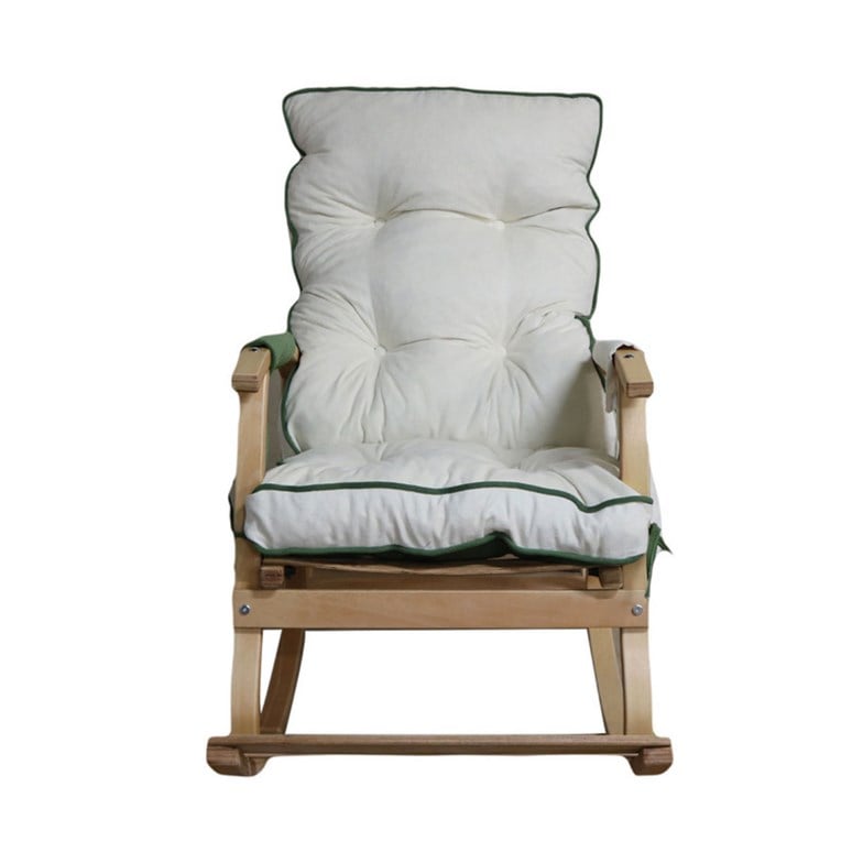 Reyo Home Lidya Lüks Çift Minderli Sallanan Sandalye Tv Koltuğu Yeşil/Krem