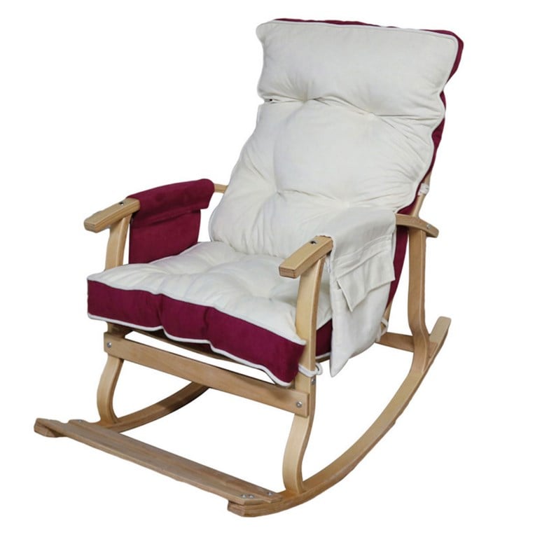 Reyo Home Lidya Lüks Çift Minderli Sallanan Sandalye Tv Koltuğu Bordo/Krem