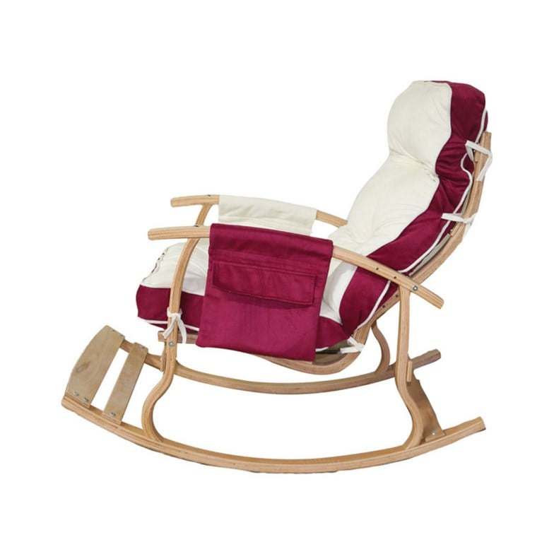 Reyo Home Lidya Lüks Çift Minderli Sallanan Sandalye Tv Koltuğu Bordo/Krem