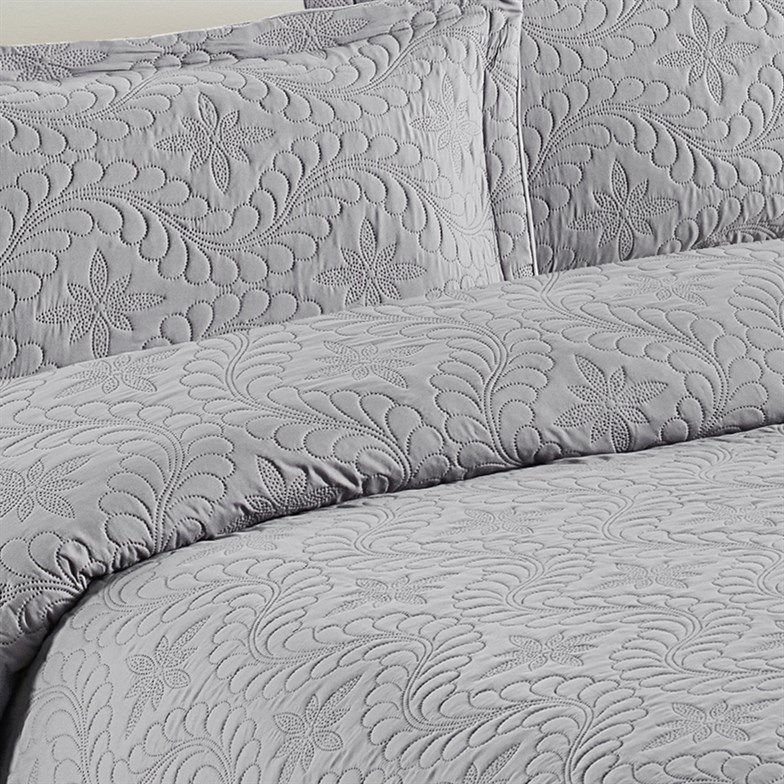Reyo Home Lily Gri Microfiber Çift Kişilik Yatak Örtüsü 