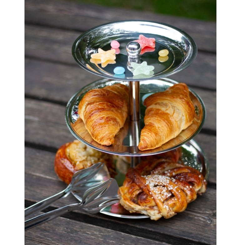 Reyo Home Paslanmaz Çelik 3 Katlı Kek Kurabiye Servisi