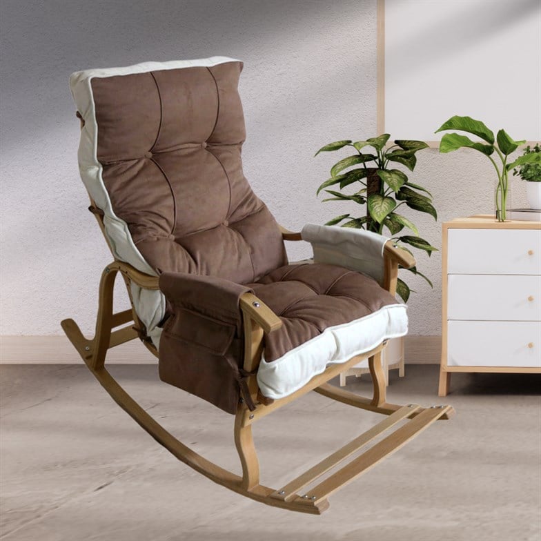 Reyo Home Sakura Lüks Sallanan Sandalye Kahve/Krem