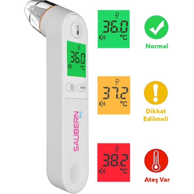 Saubern BNT9601 Kulaktan Ateş Ölçer - Dijital Termometre - Işıklı Ekran