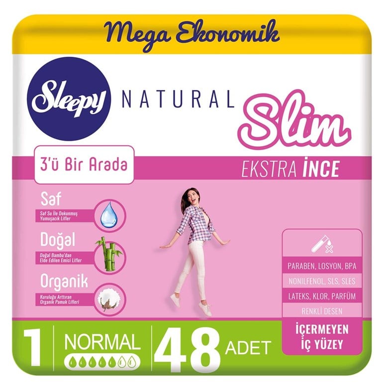 Sleepy Natural Slim Ekstra İnce Normal 48 'li Ped-1 Koli(12 Paket)