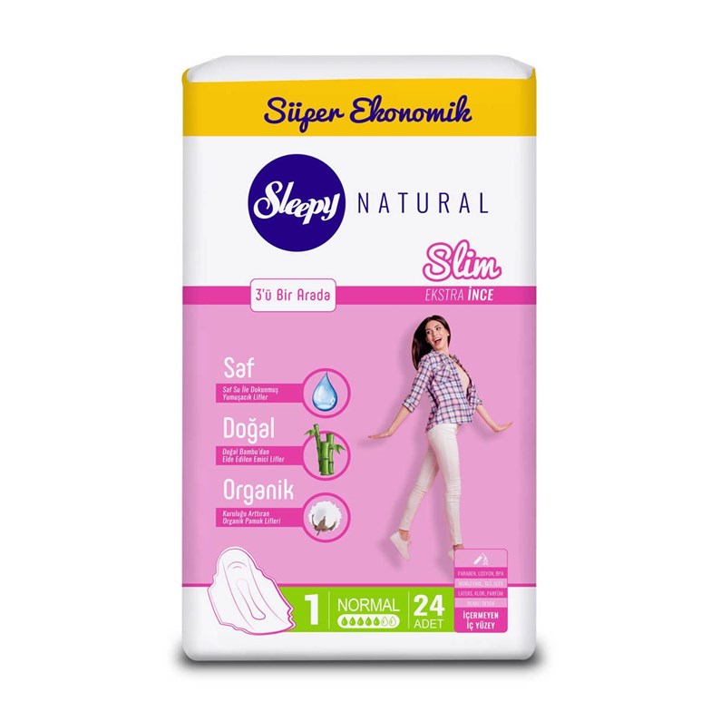 Sleepy Natural Slim Ekstra İnce Normal 24'lü Ped-1 Koli(12 Paket)