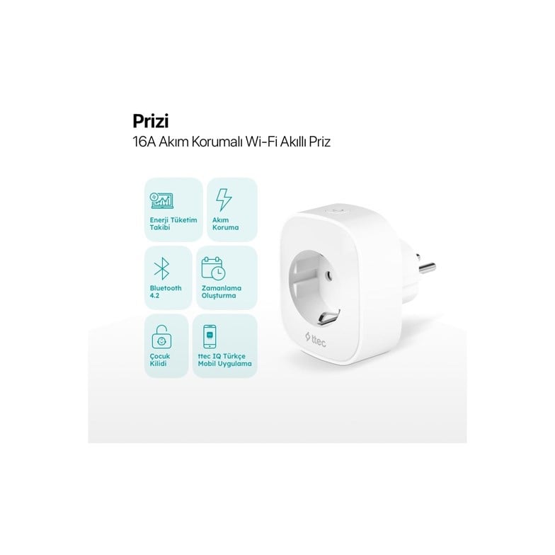 Ttec Prizi 16A Akım Korumalı Wifi Akıllı Priz