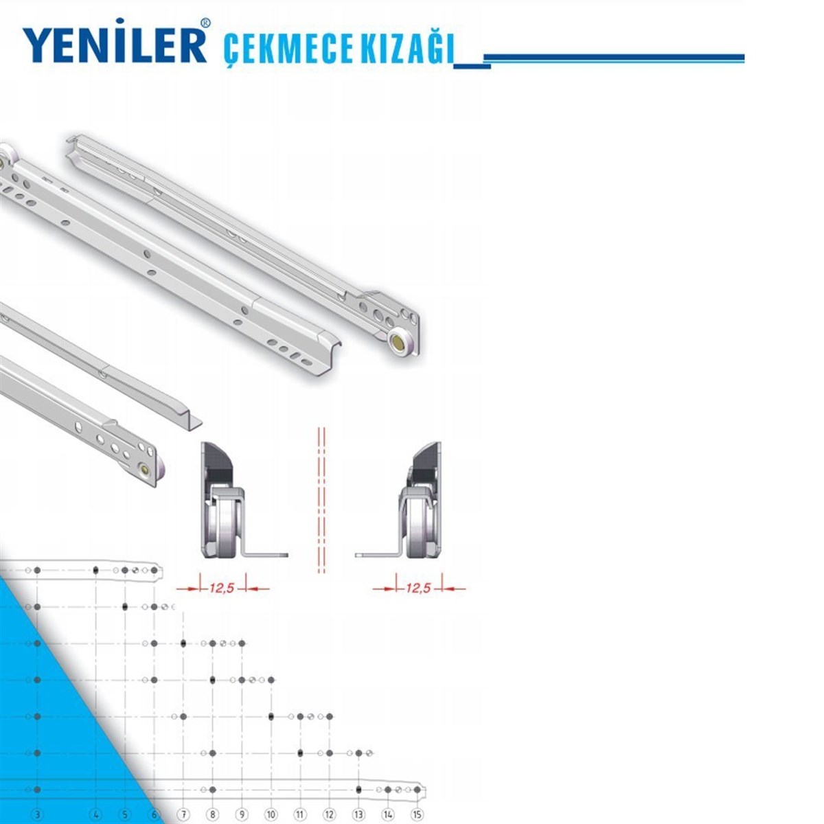 Yeniler Klasik Beyaz Mobilya Çekmece Rayı
