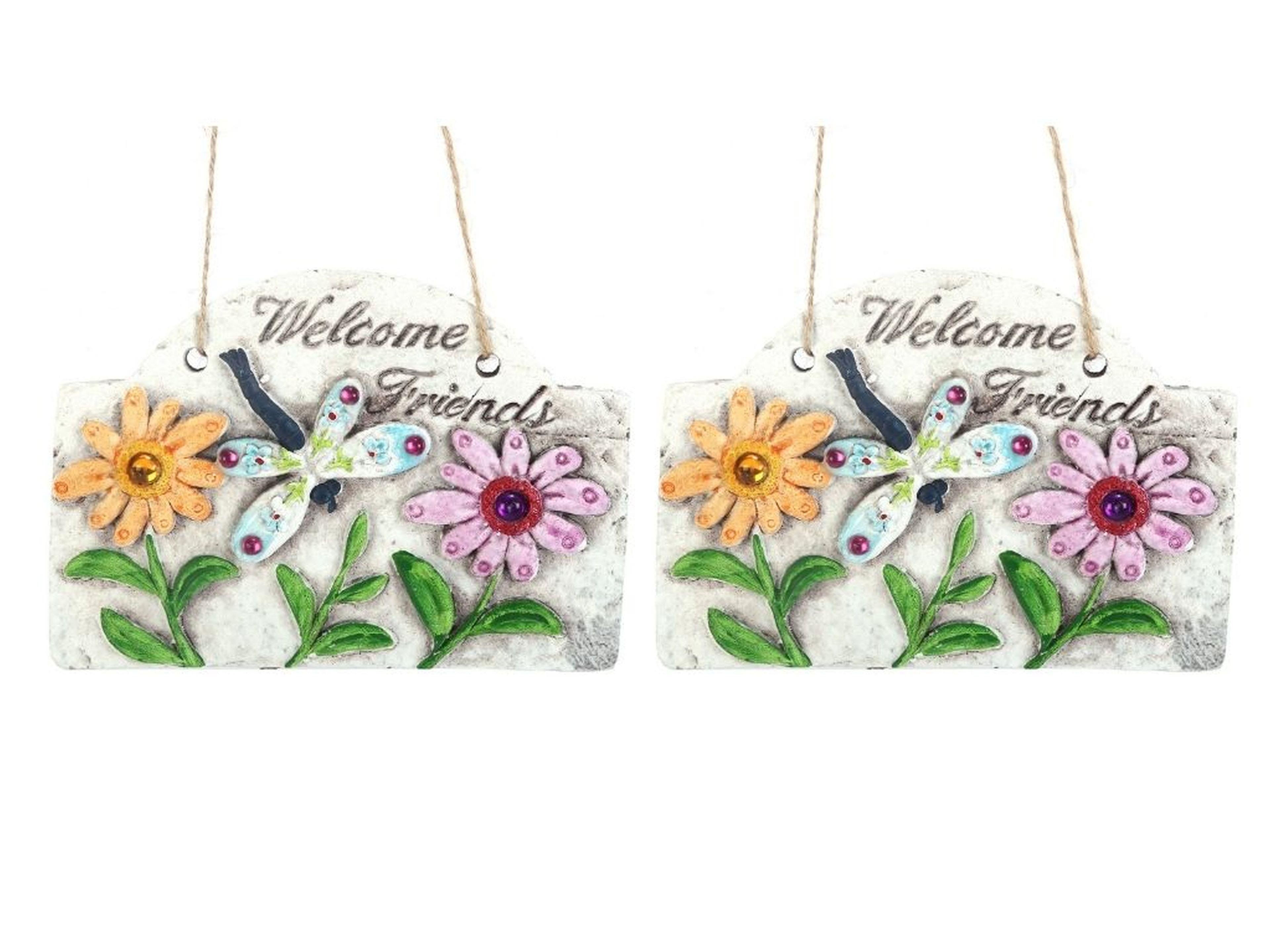 2 Adet Asılabilir Balkon Ve Bahçe Süsü Hoşgeldin Arkadaşım Yazılı 15X15X2Cm Duvar Süsü,Taşı Balkon,Bahçe Ve Oda Dekor  Hoşgeldiniz Tablo,Tabela