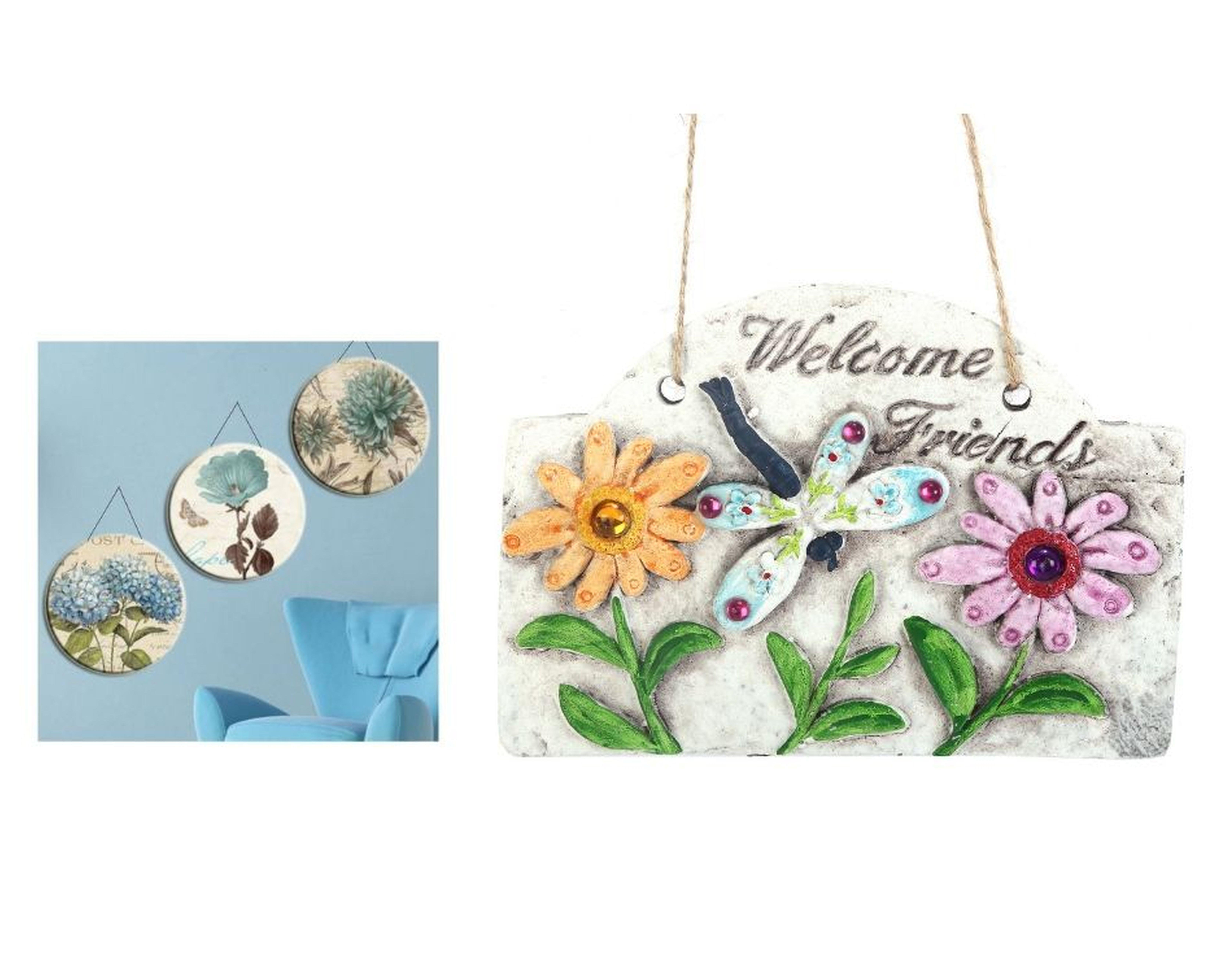 2 Adet Asılabilir Balkon Ve Bahçe Süsü Hoşgeldin Arkadaşım Yazılı 15X15X2Cm Duvar Süsü,Taşı Balkon,Bahçe Ve Oda Dekor  Hoşgeldiniz Tablo,Tabela