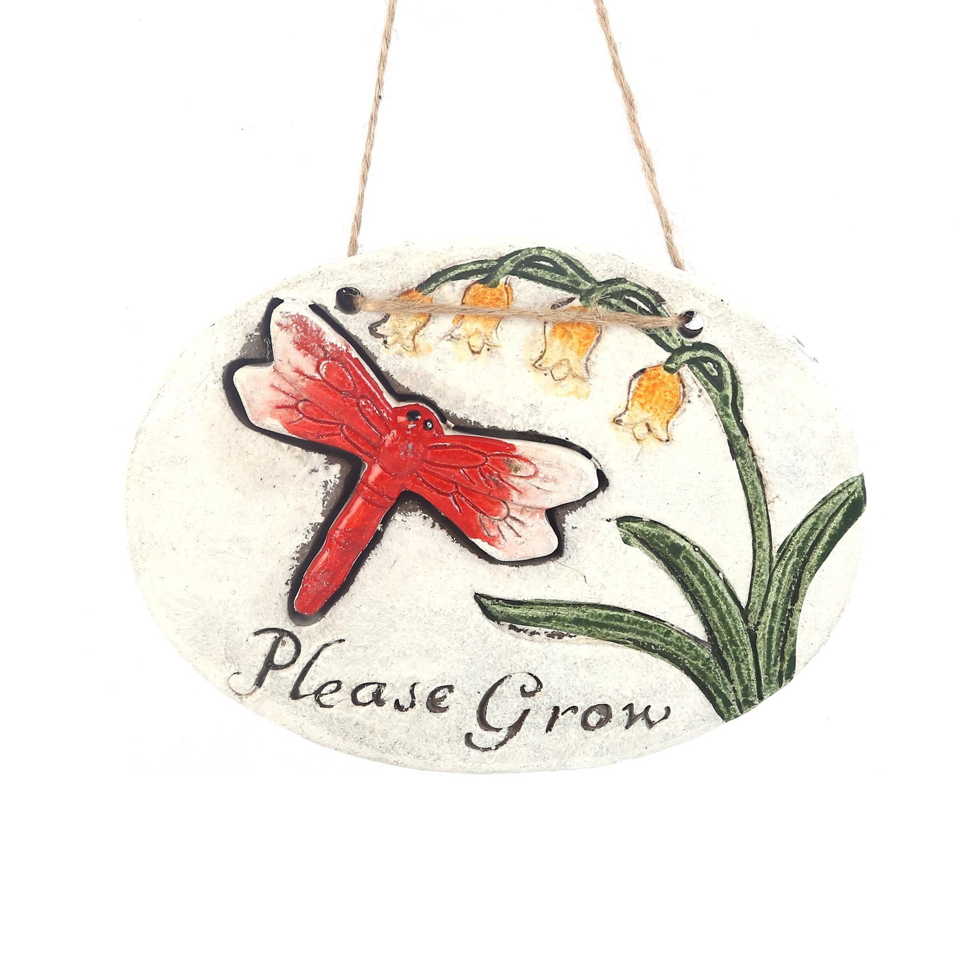 2 Adet Asılabilir Balkon Ve Bahçe Süsü Kırmızı Yusufçuk Desenli Oval 17X15X1,3Cm Duvar Süsü,Taşı Balkon,Bahçe Ve Oda Dekor  Hoşgeldiniz Tablo,Tabela