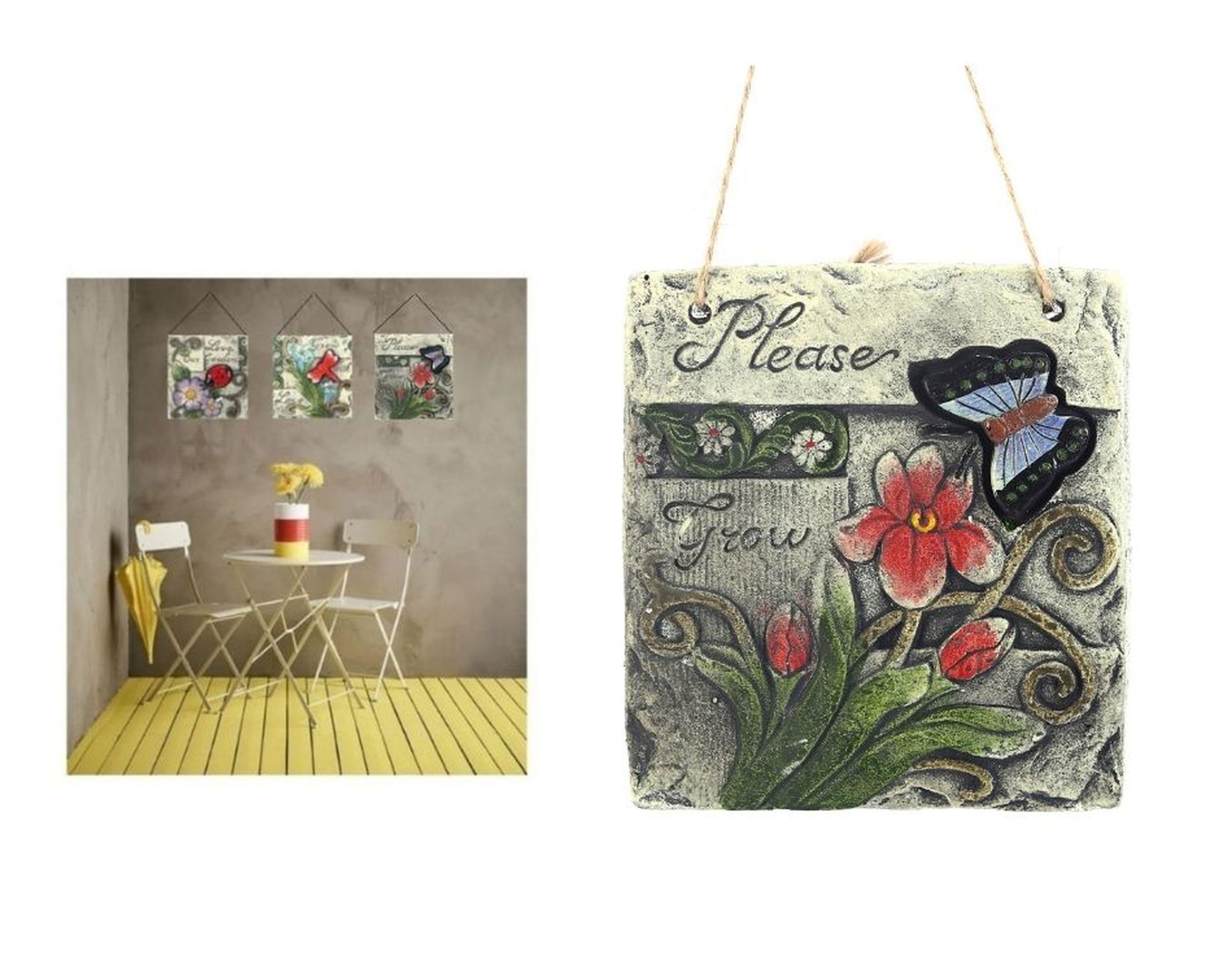 2 Adet Asılabilir Balkon Ve Bahçe Süsü Kelebek Desenli 14X13X3Cm Duvar Süsü,Taşı Balkon,Bahçe Ve Oda Dekor  Hoşgeldiniz Tablo,Tabela