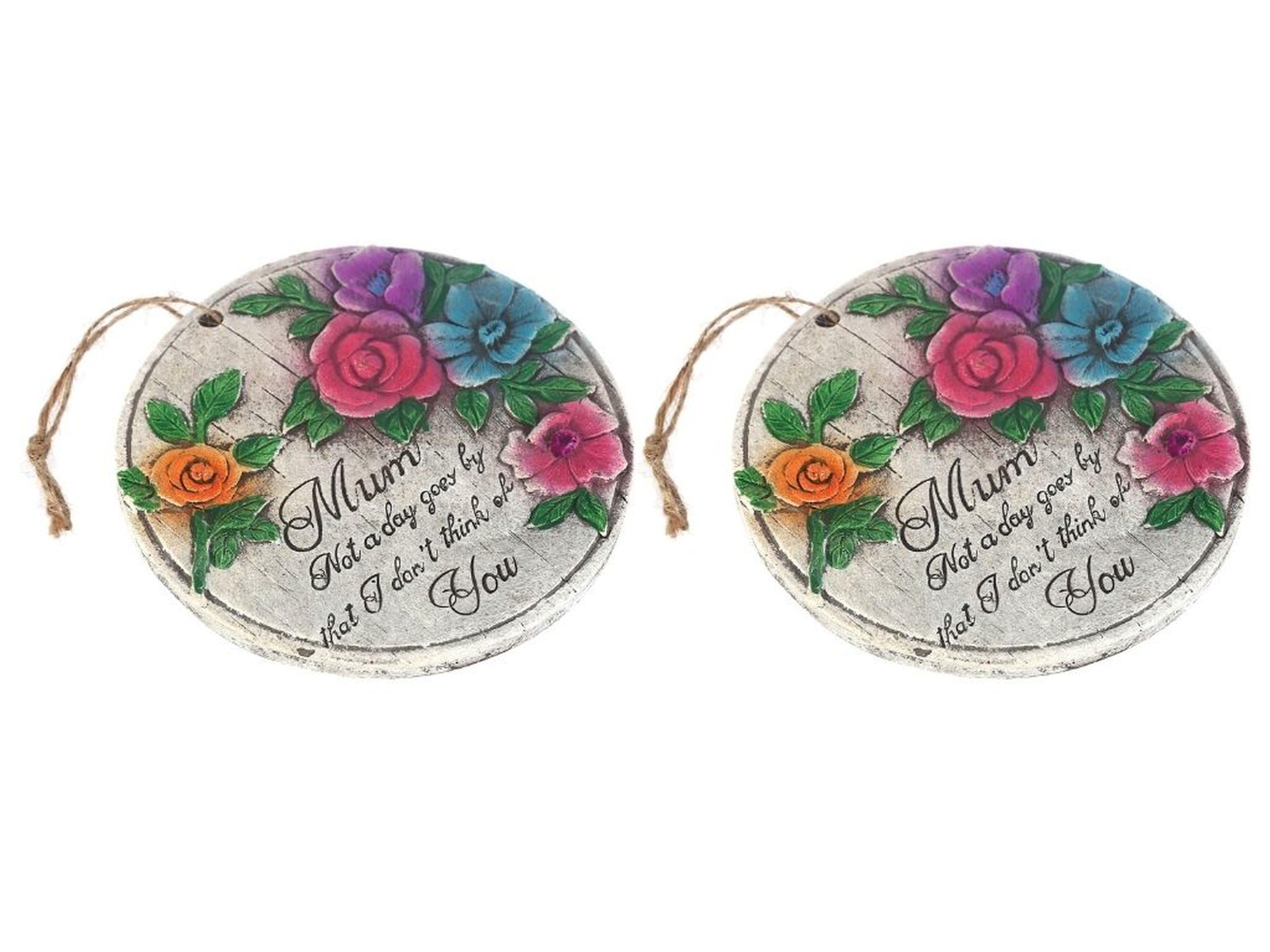 2 Adet Asılabilir Balkon Ve Bahçe Süsü Gelincikli,Anne Temalı Yuvarlak 15X15X1,1Cm Duvar Süsü,Taşı Balkon,Bahçe Ve Oda Dekor  Hoşgeldiniz Tablo,Tabela