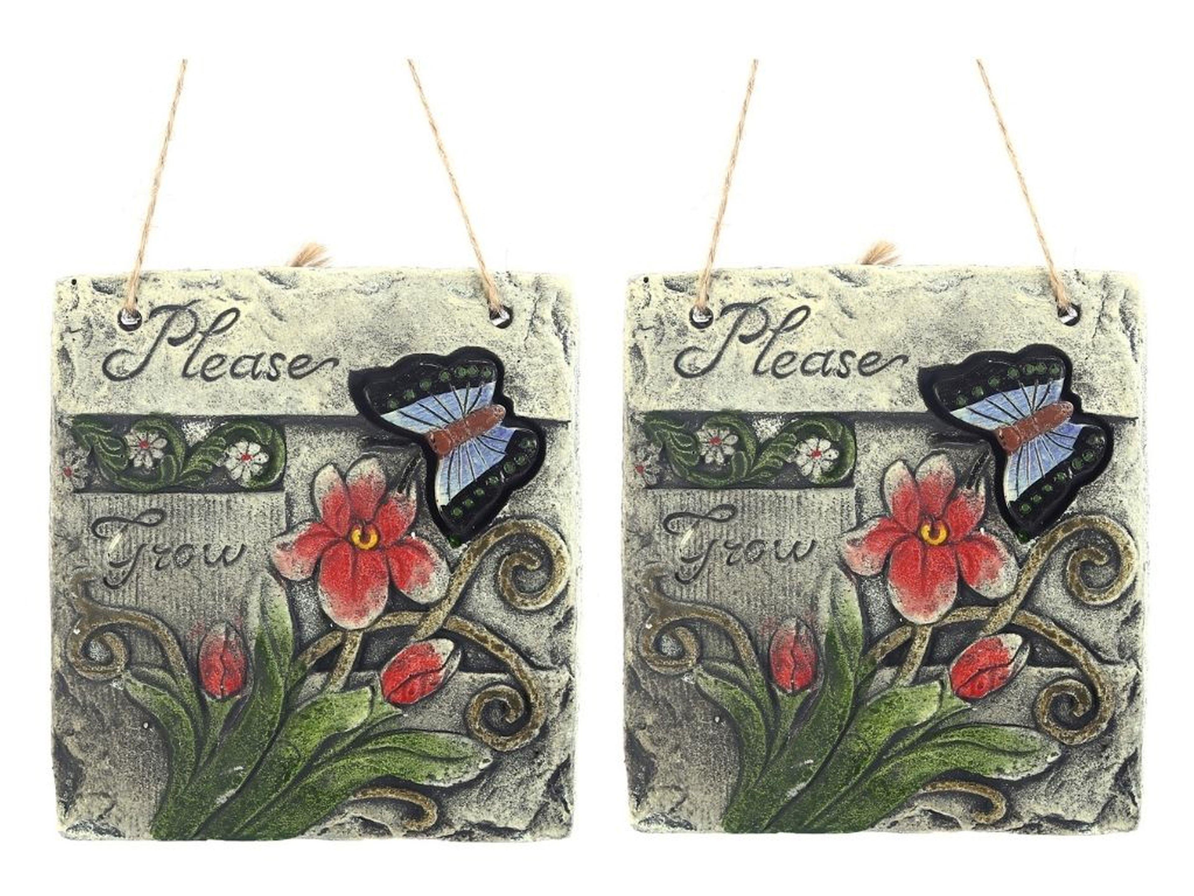 2 Adet Asılabilir Balkon Ve Bahçe Süsü Kelebek Desenli 14X13X3Cm Duvar Süsü,Taşı Balkon,Bahçe Ve Oda Dekor  Hoşgeldiniz Tablo,Tabela