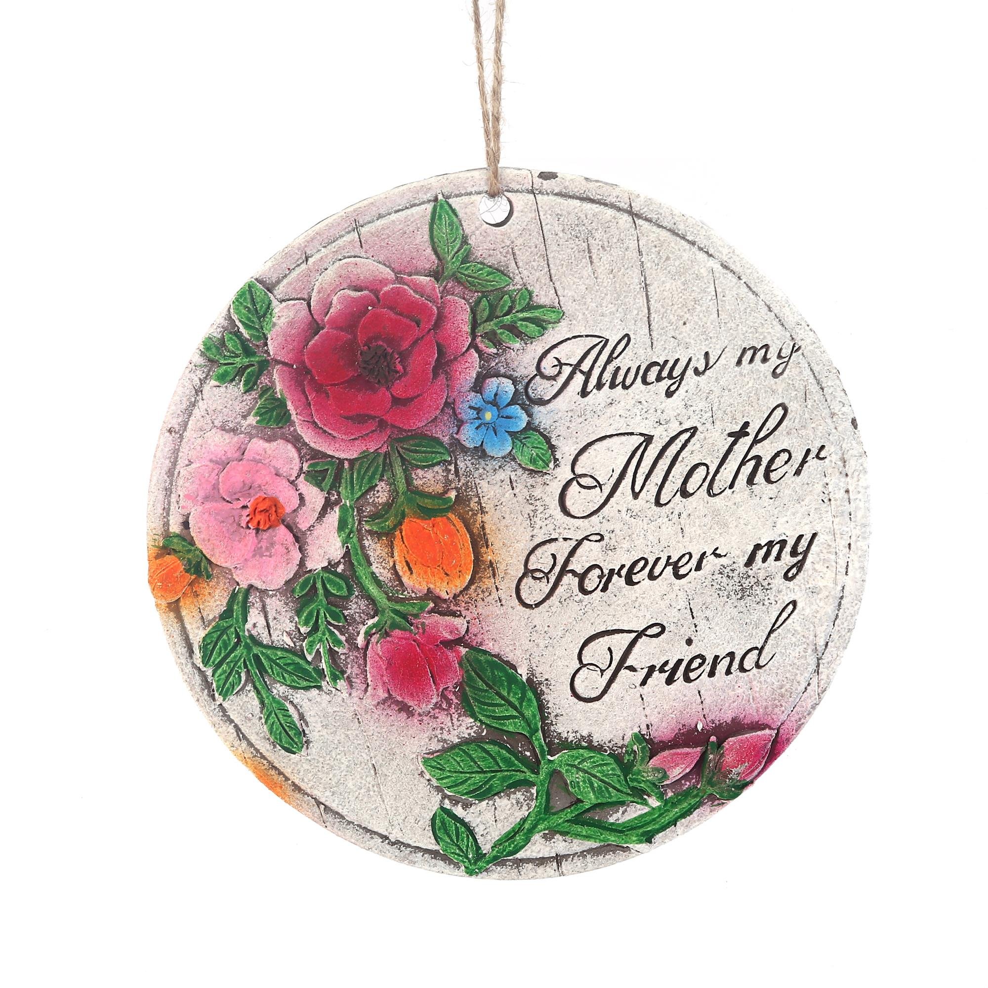 2 Adet Asılabilir Balkon Ve Bahçe Süsü Gullu,Anne Temalı Yuvarlak 15X15X1,1Cm Duvar Süsü,Taşı Balkon,Bahçe Ve Oda Dekor  Hoşgeldiniz Tablo,Tabela