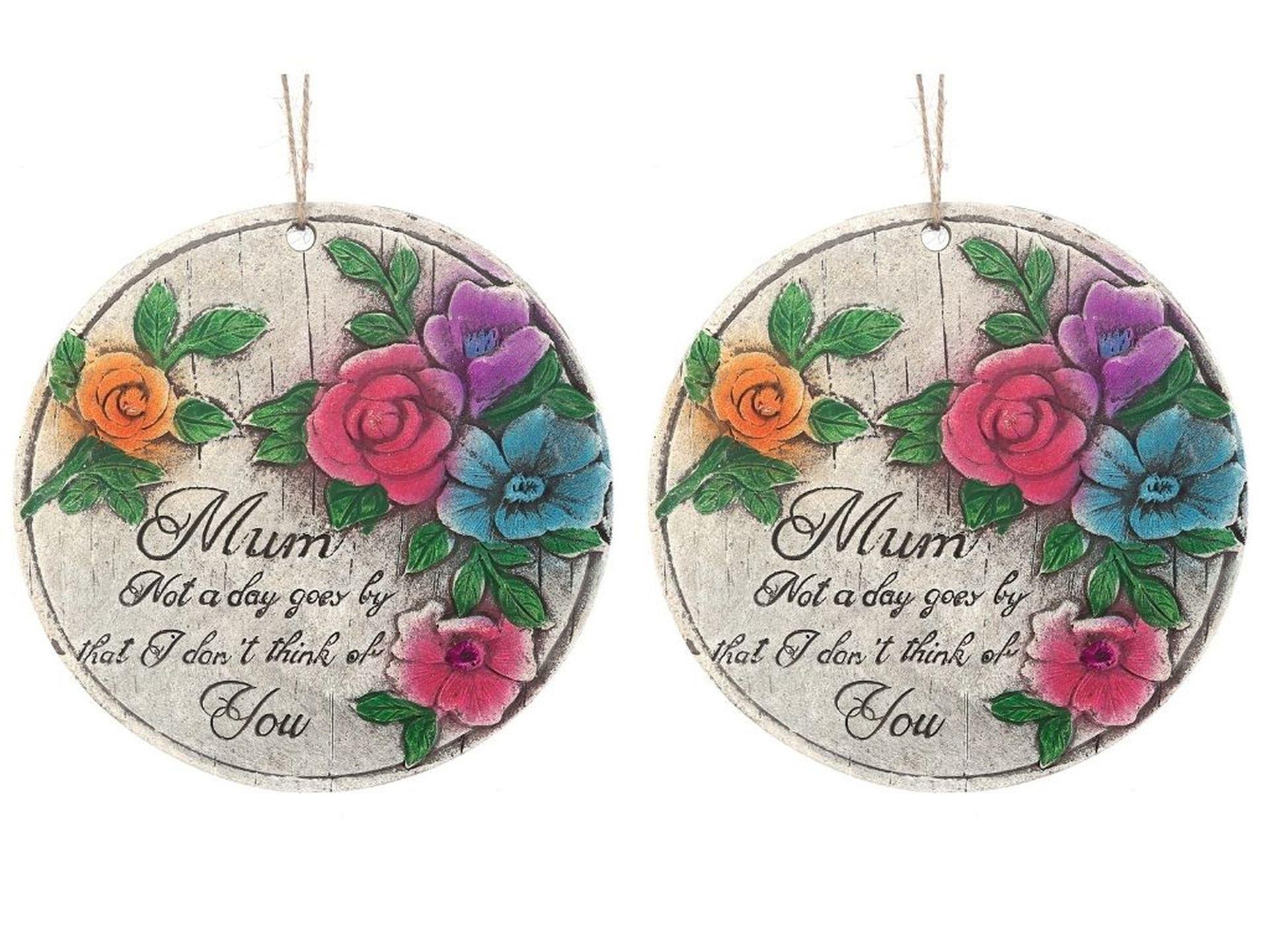 2 Adet Asılabilir Balkon Ve Bahçe Süsü Gelincikli,Anne Temalı Yuvarlak 15X15X1,1Cm Duvar Süsü,Taşı Balkon,Bahçe Ve Oda Dekor  Hoşgeldiniz Tablo,Tabela