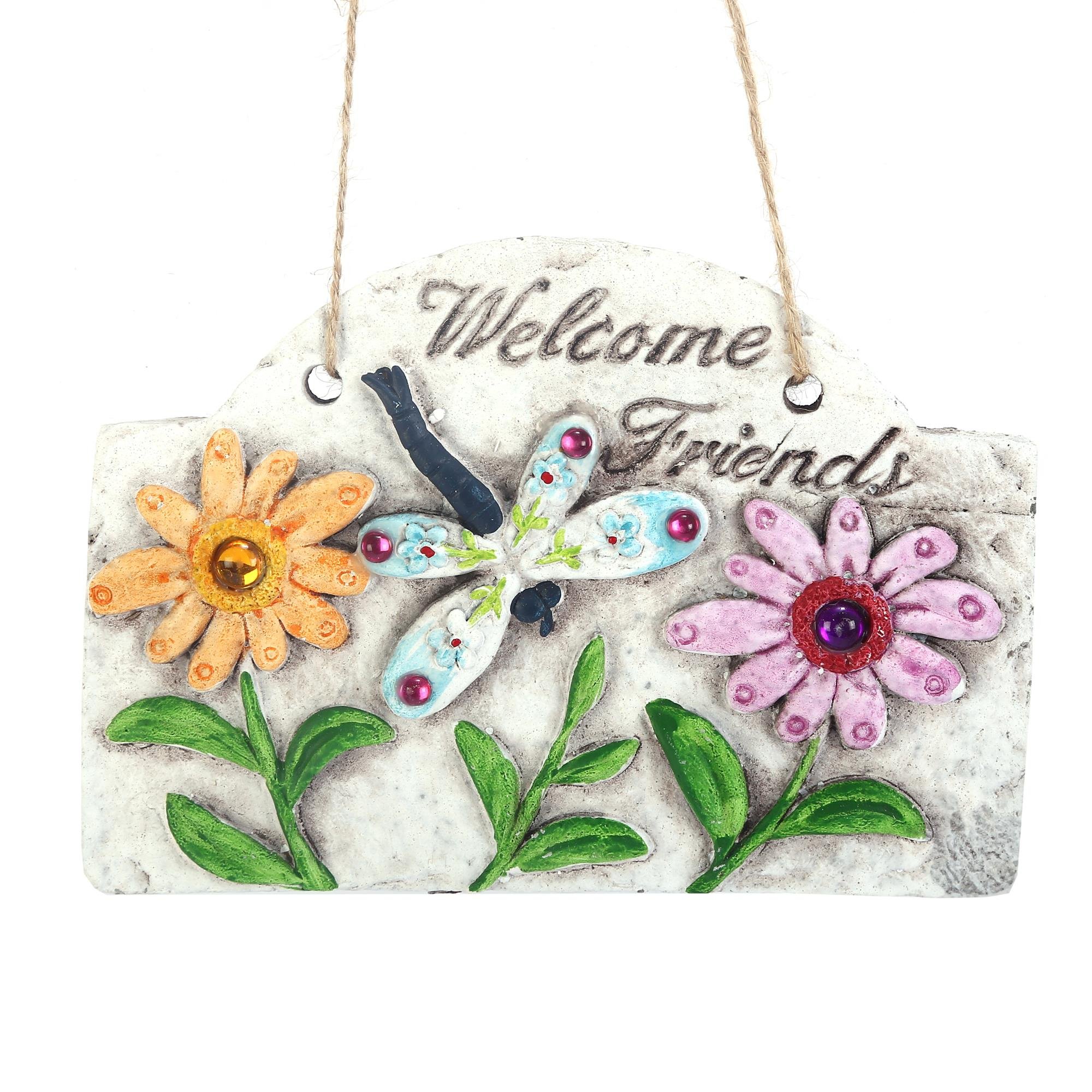 2 Adet Asılabilir Balkon Ve Bahçe Süsü Hoşgeldin Arkadaşım Yazılı 15X15X2Cm Duvar Süsü,Taşı Balkon,Bahçe Ve Oda Dekor  Hoşgeldiniz Tablo,Tabela