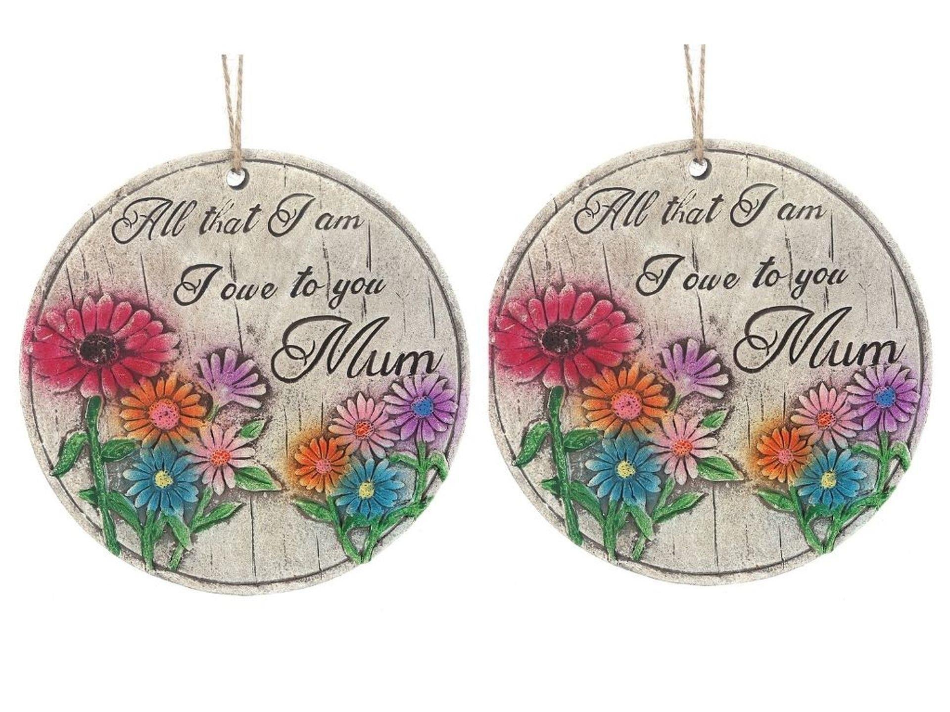 2 Adet Asılabilir Balkon Ve Bahçe Süsü Papatyalı,Anne Temalı Yuvarlak 15X15X1,1Cm Duvar Süsü,Taşı Balkon,Bahçe Ve Oda Dekor  Hoşgeldiniz Tablo,Tabela