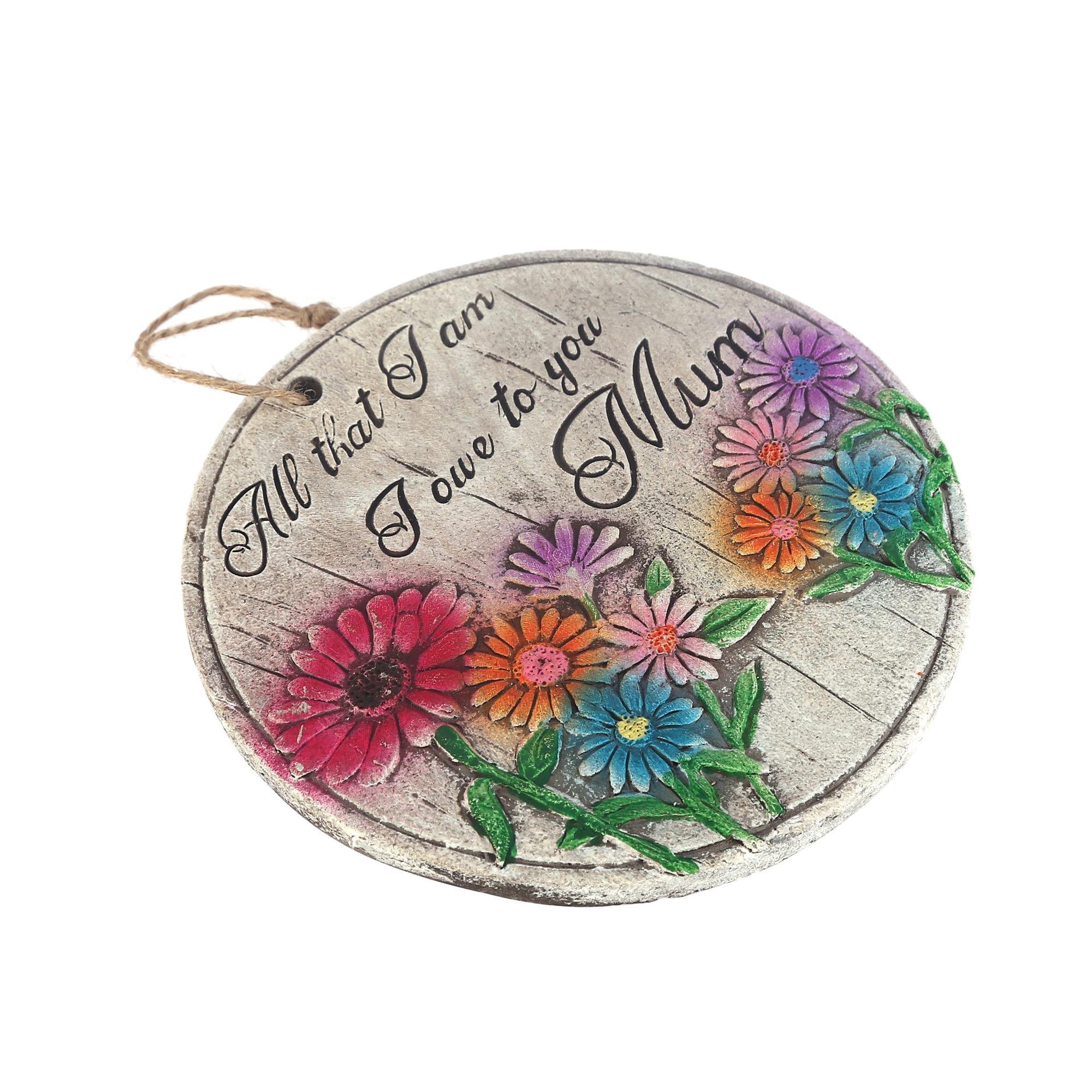 2 Adet Asılabilir Balkon Ve Bahçe Süsü Papatyalı,Anne Temalı Yuvarlak 15X15X1,1Cm Duvar Süsü,Taşı Balkon,Bahçe Ve Oda Dekor  Hoşgeldiniz Tablo,Tabela