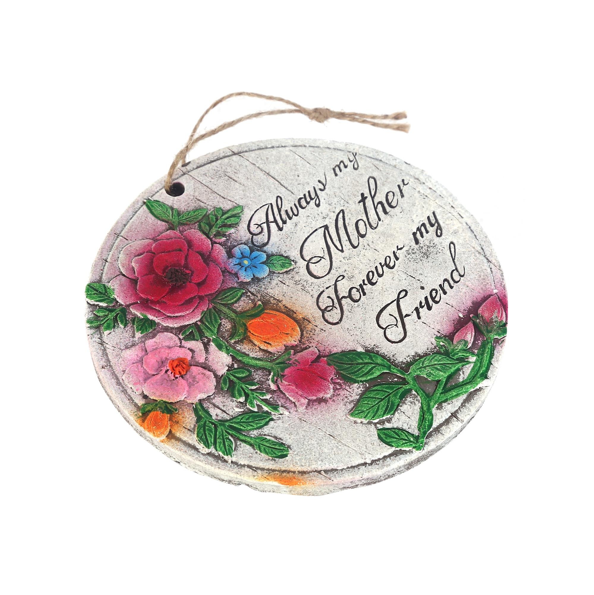 2 Adet Asılabilir Balkon Ve Bahçe Süsü Gullu,Anne Temalı Yuvarlak 15X15X1,1Cm Duvar Süsü,Taşı Balkon,Bahçe Ve Oda Dekor  Hoşgeldiniz Tablo,Tabela