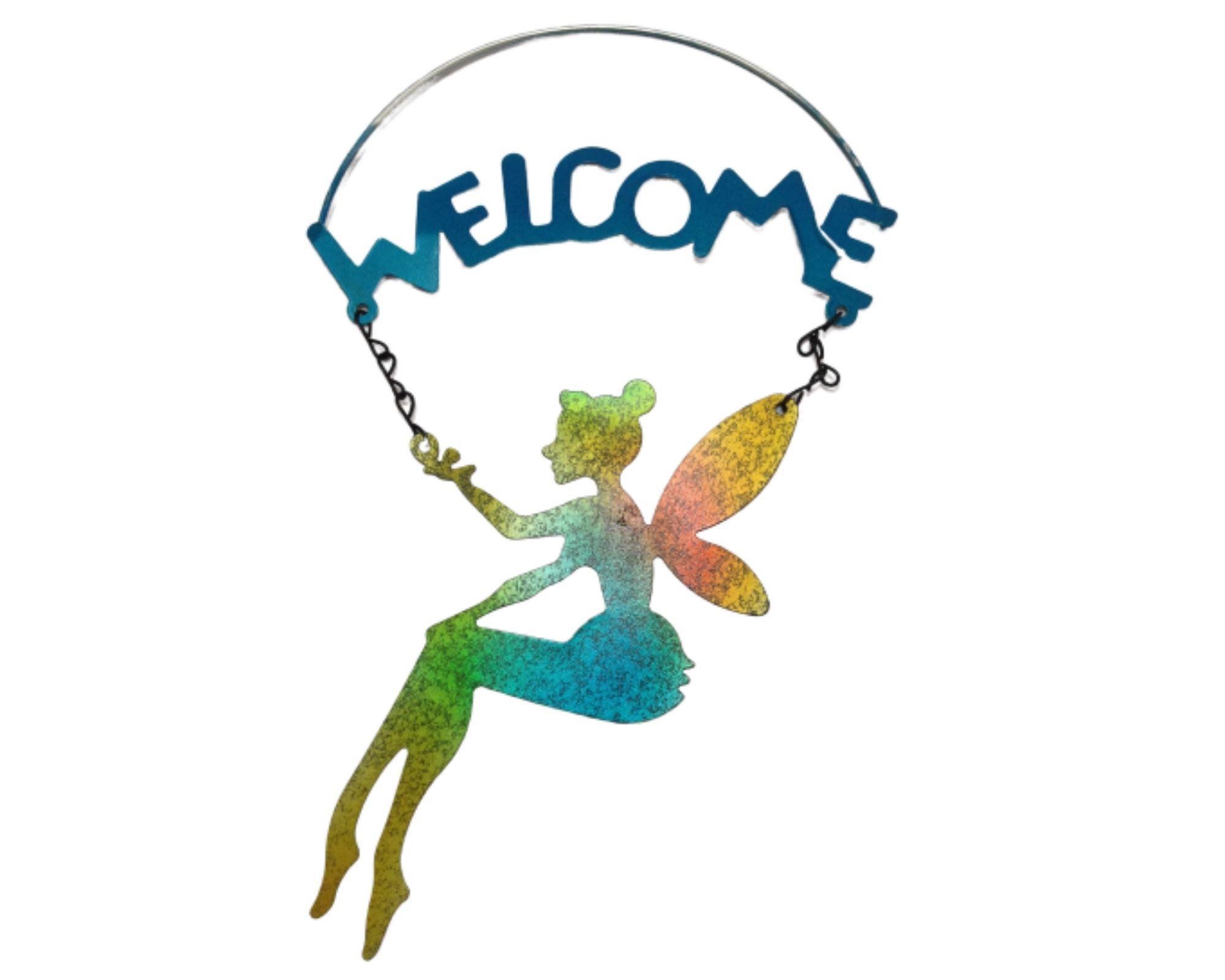 2 Adet Balkon Ve Bahçe Hoşgeldiniz Tabelası,Melek Figürlü 30X18X0,5Cm