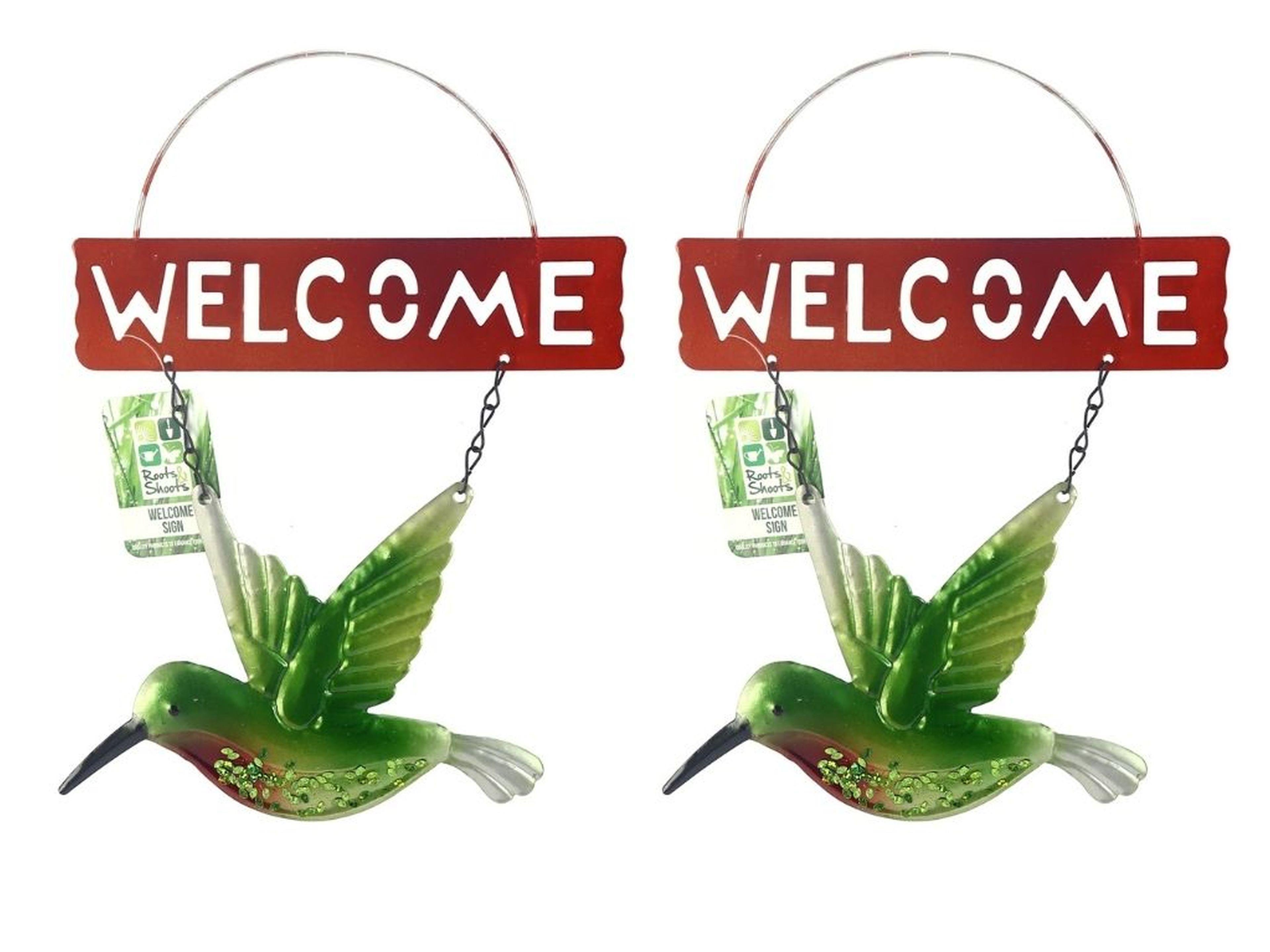 2 Adet Balkon Ve Bahçe Hoşgeldiniz Tabelası Kuşlu Altın Tabela 28X20X0,5Cm