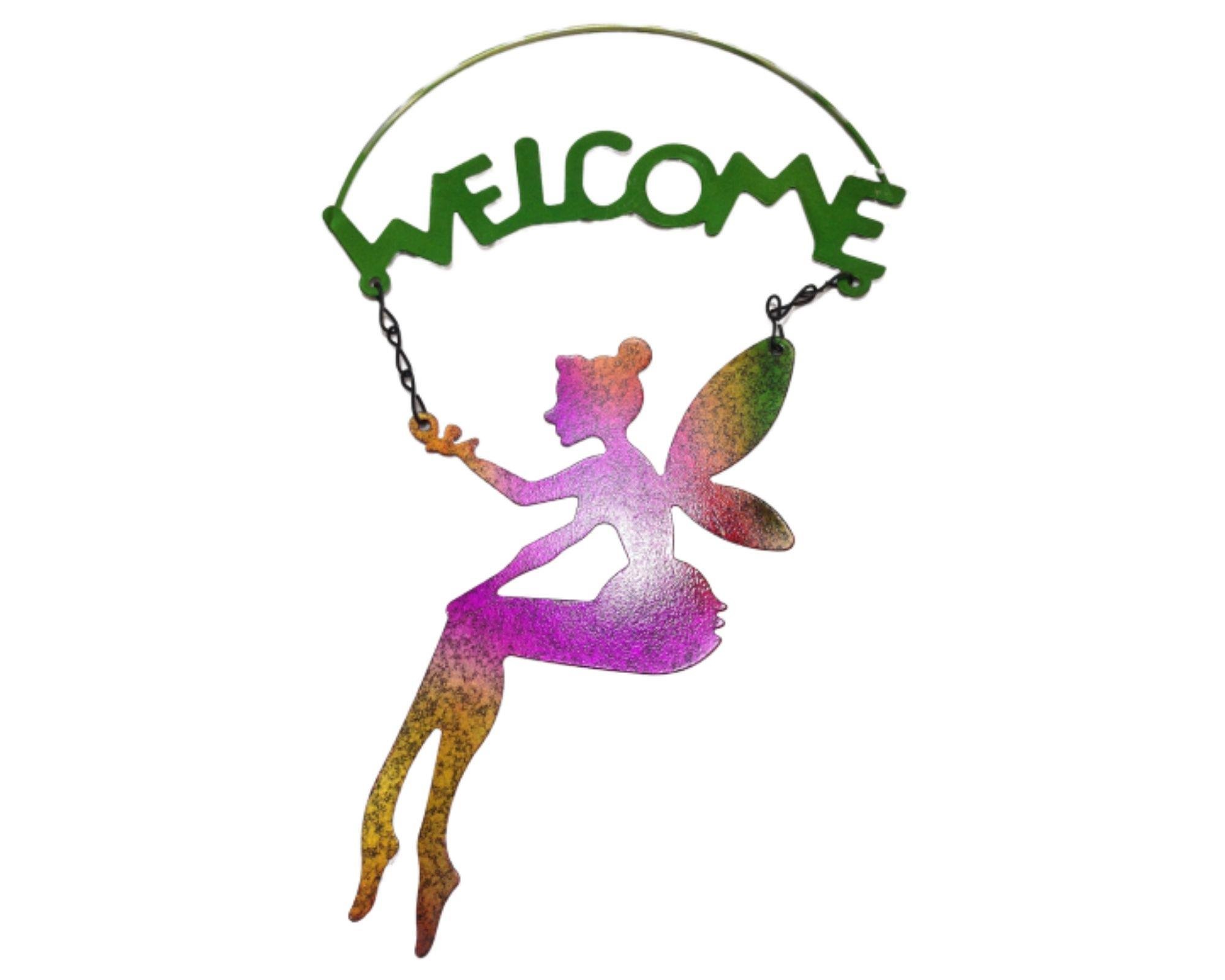 2 Adet Balkon Ve Bahçe Hoşgeldiniz Tabelası,Melek Figürlü 30X18X0,5Cm