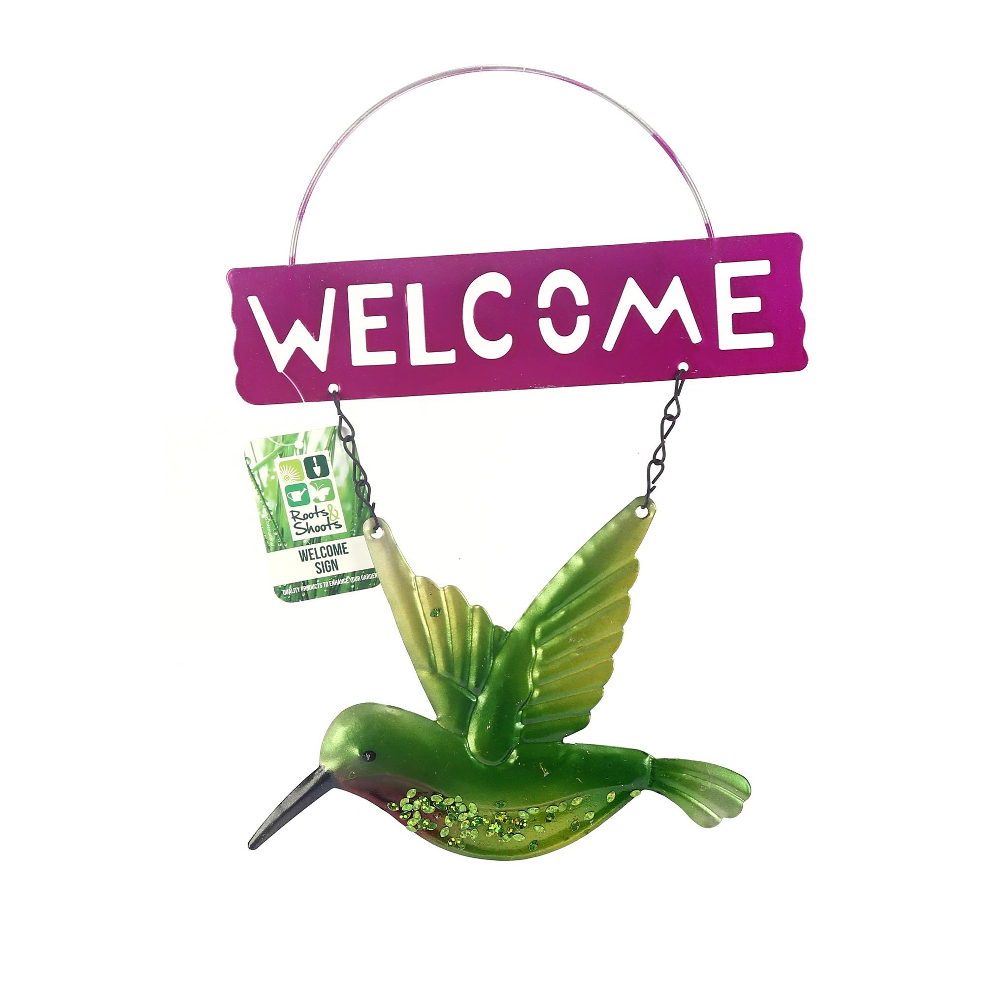 2 Adet Balkon Ve Bahçe Hoşgeldiniz Tabelası Kuşlu Mor Tabela 28X20X0,5Cm  Duvar Süsü Balkon,Bahçe Ve Oda Dekor  Hoşgeldiniz Tablo,Tabela