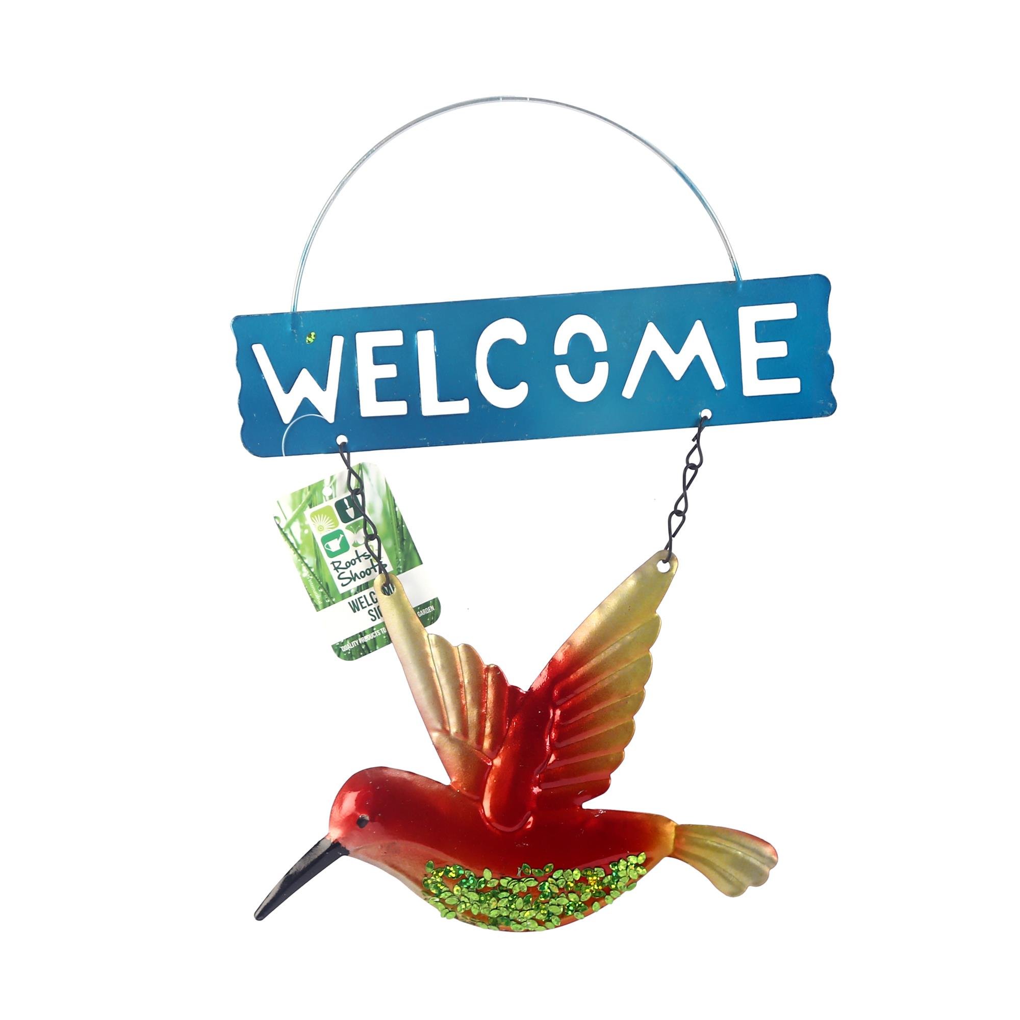 2 Adet Balkon Ve Bahçe Hoşgeldiniz Tabelası Kuşlu Mavi Tabela 28X20X0,5Cm