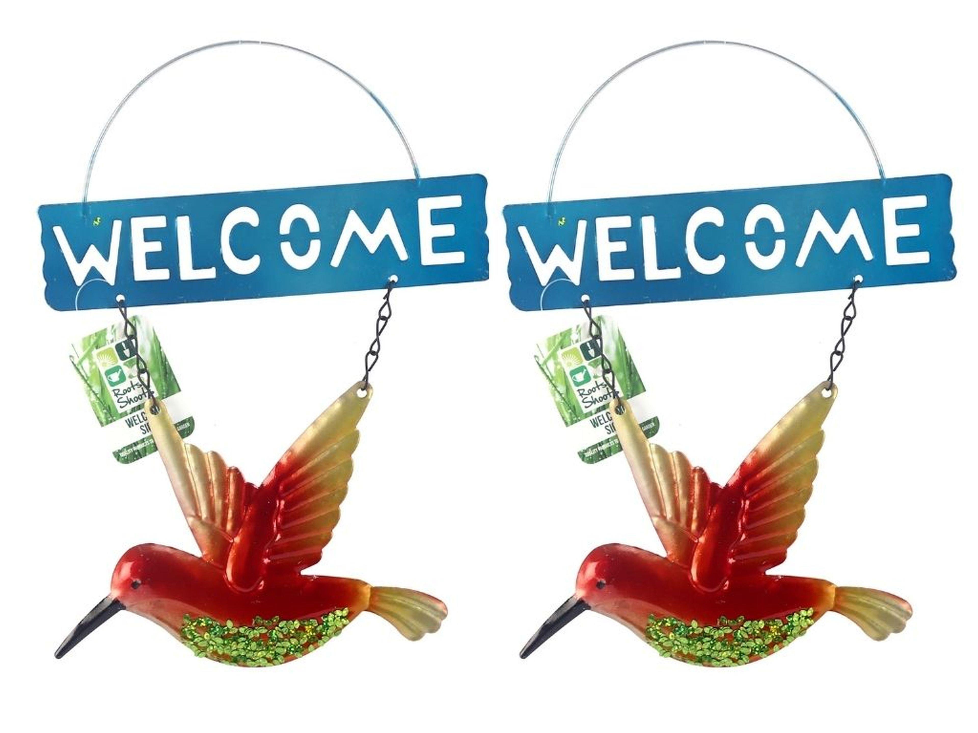 2 Adet Balkon Ve Bahçe Hoşgeldiniz Tabelası Kuşlu Mavi Tabela 28X20X0,5Cm