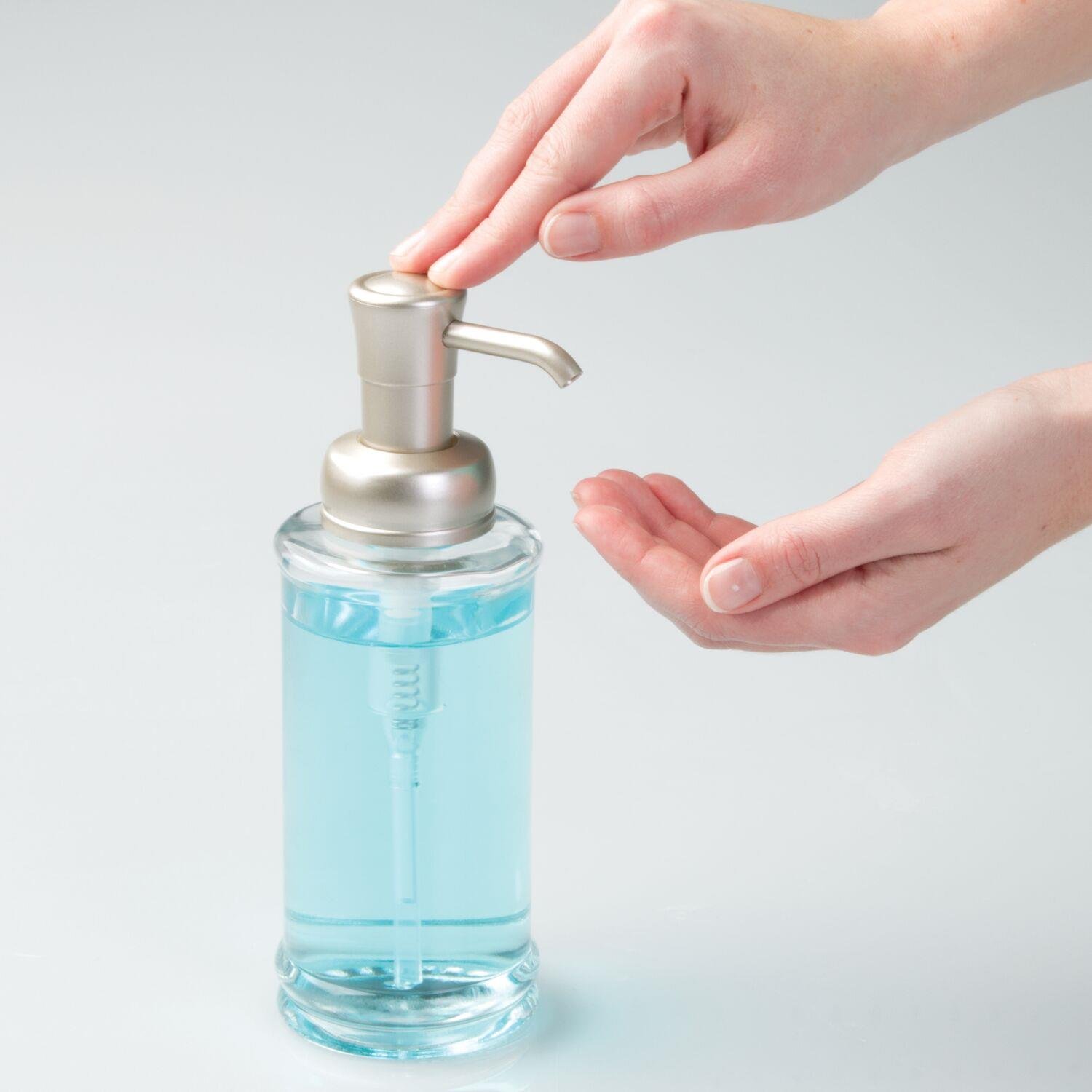 2 Adet Cam Sıvı Sabunluk Şeffaf  7X7X20Cm 325Ml