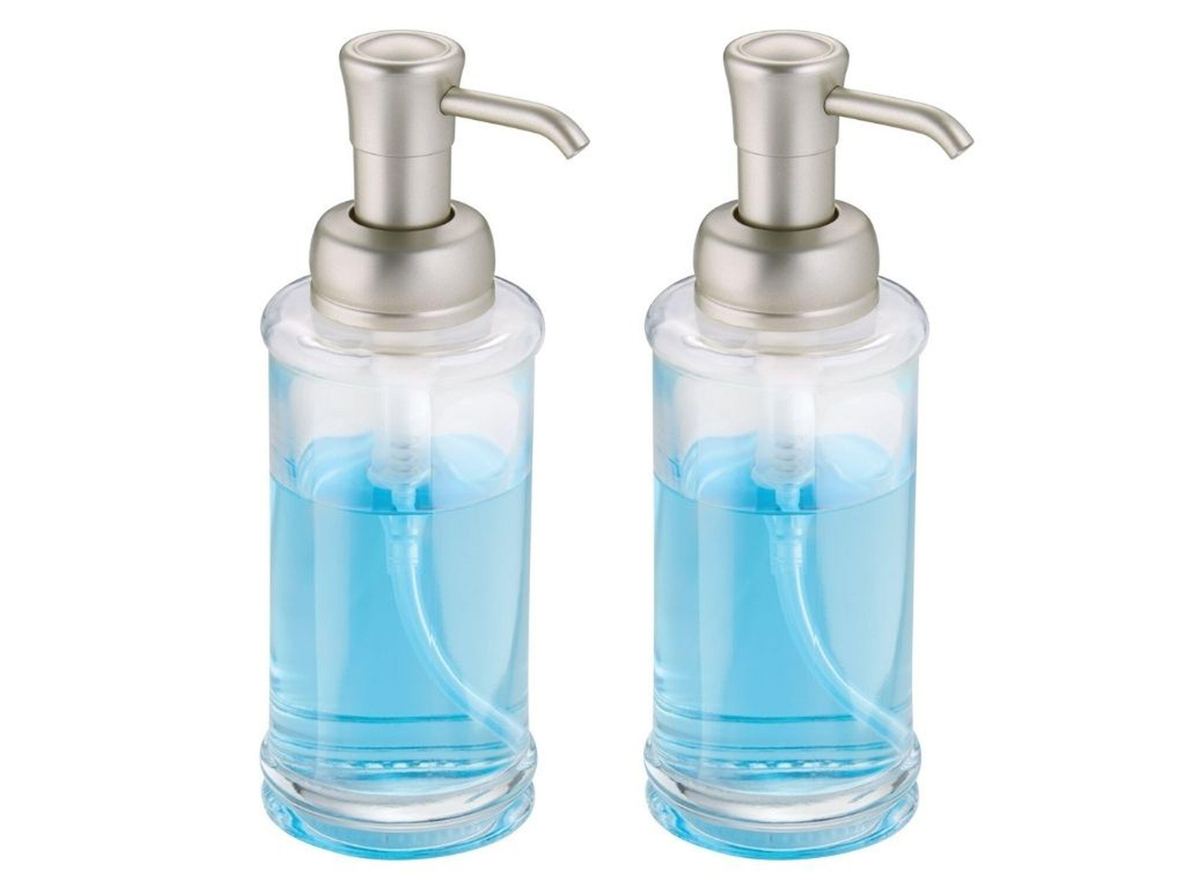 2 Adet Cam Sıvı Sabunluk Şeffaf  7X7X20Cm 325Ml