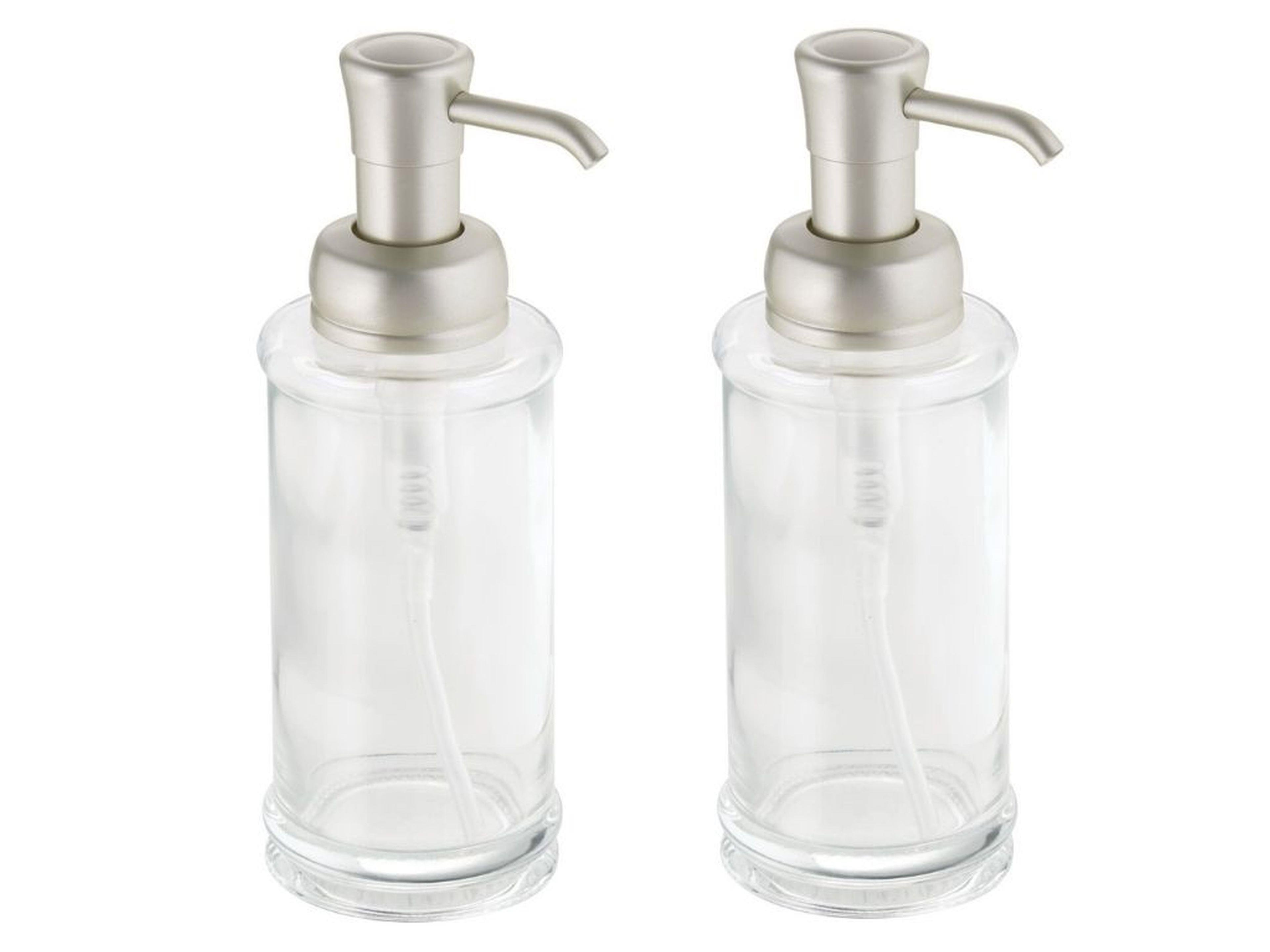 2 Adet Cam Sıvı Sabunluk Şeffaf  7X7X20Cm 325Ml